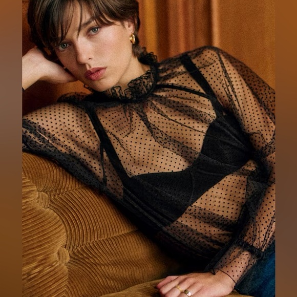 SOLD NWT Sézane Dantes Blouse in Black Satin Size 36/4 - Picture 5 of 10